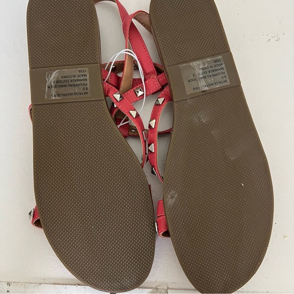 Like New Anne Klein Talulah Coral Pink Studded Flat Gladiator Sandals Sz 8.5 - Picture 7 of 9